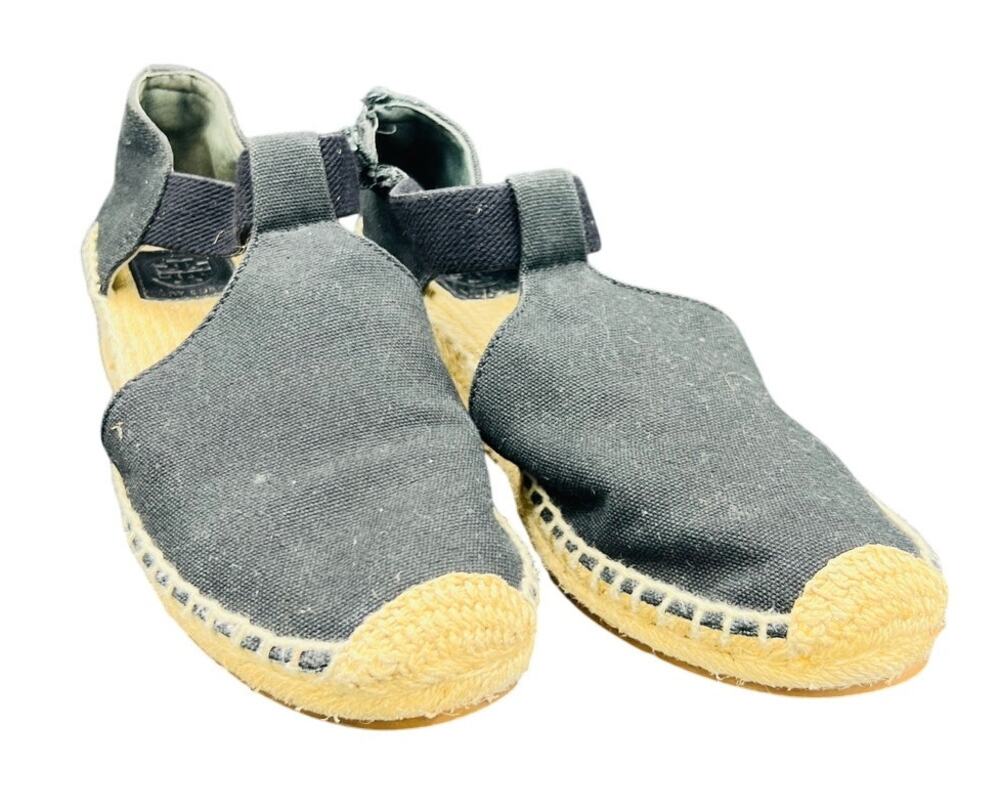 🌿 Tory Burch Canvas Espadrille Wedge Sandals Natural Beige 8.5 Boho Chic FLAW